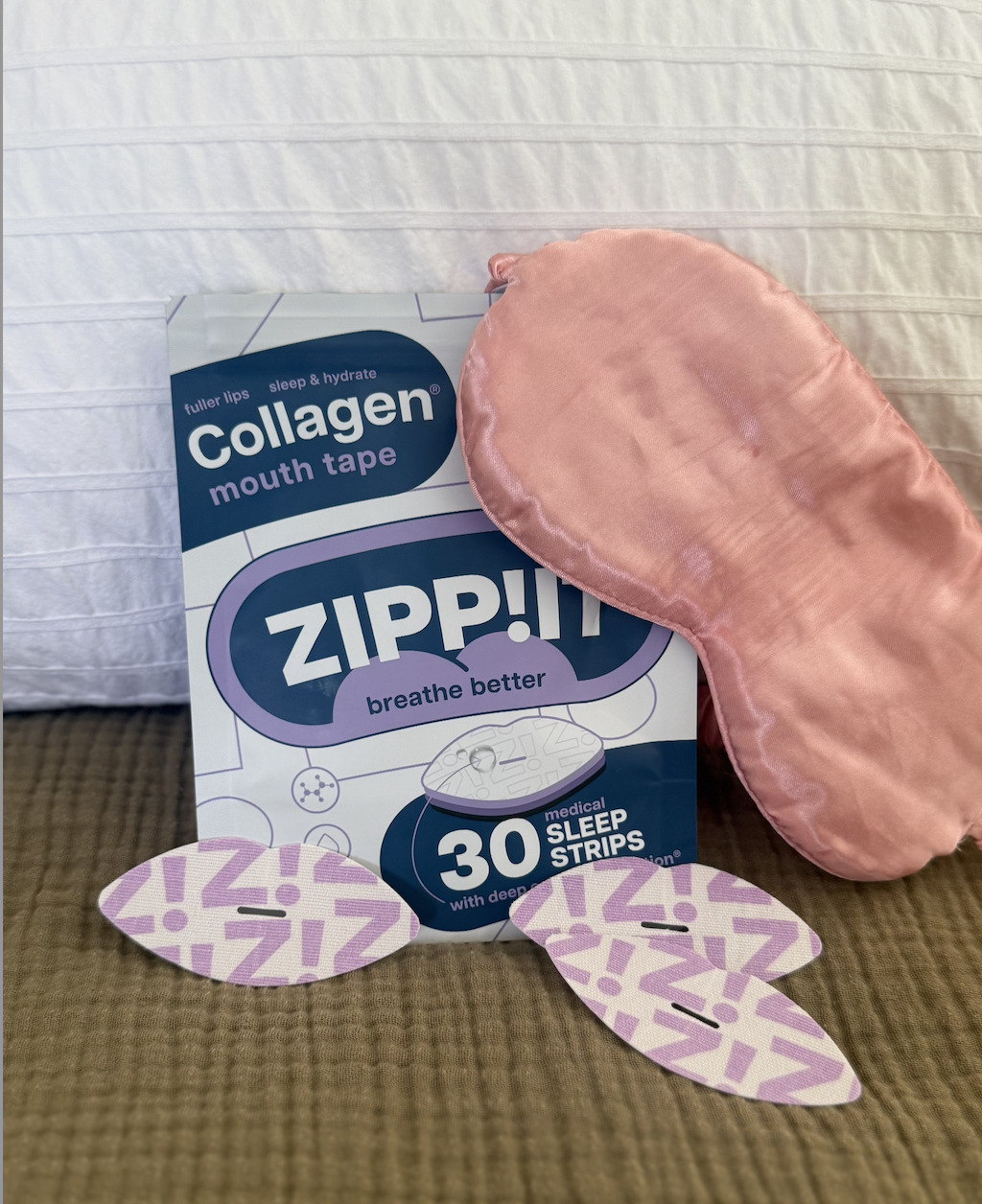 Single Zippit collagen mouth tape strip with collagen drop